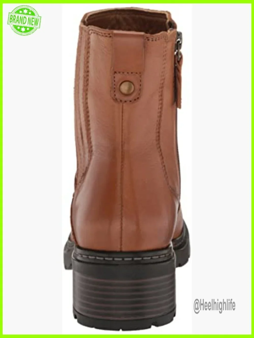 Leather Ankle Boots with Cushioned Footbed, Rugged Sole, Side Zipper